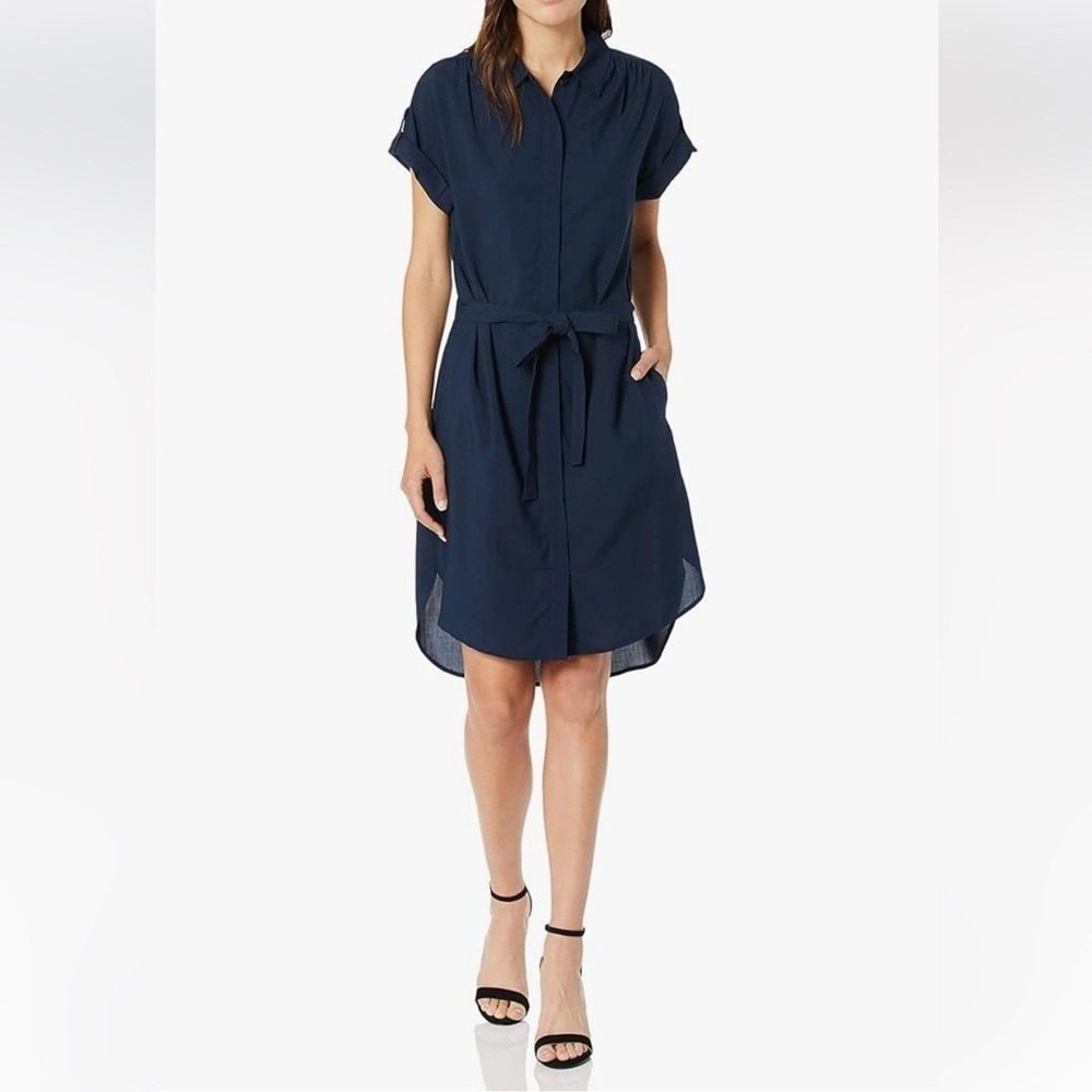 AG Midnight Blue High Low Daniela Sheer Shirt Dress Resort Women's S Beachy Chic